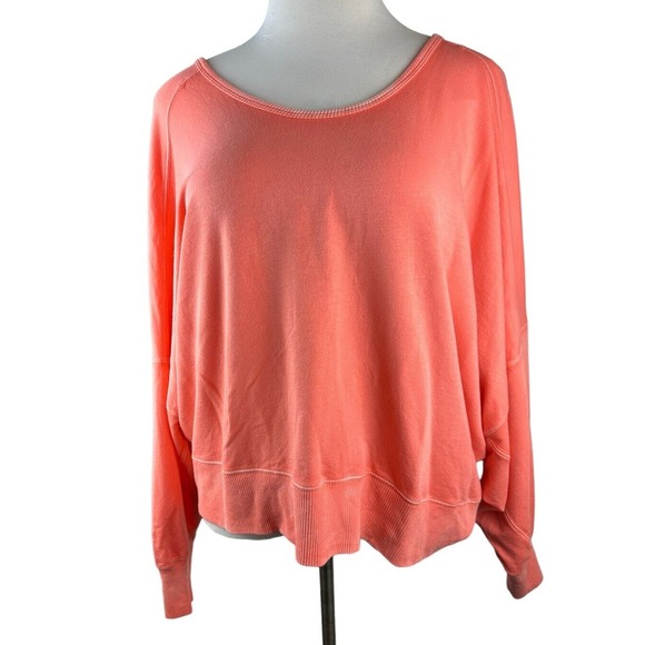 Free People Back It Up Oversized Sweatshirt Open Back Pullover Orange Medium - Picture 6 of 11